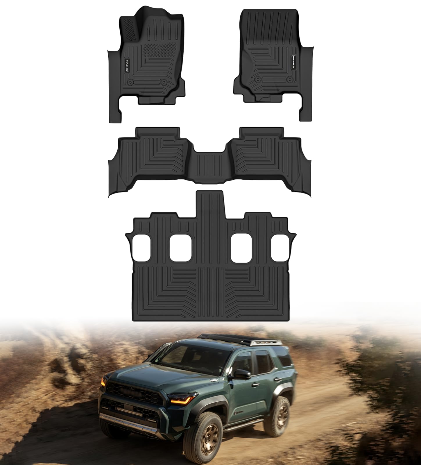 Photo 1 of ***FACTORY SEALED*** Floor Mats for 2025 Toyota 4Runner Fuel 7 Seats All Weather TPE Floor Liners Custom Fit for 2025 4-Runner 7 Seats 1st & 2nd & 3rd Row Anti-Slip Full Set Car Mats (Not for Hybrid/EV)