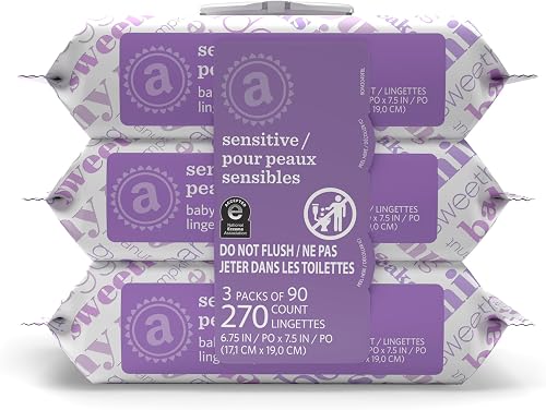 Amazon Elements toallitas para bebé sensibles, sin perfume, 270 unidades — Toallitas