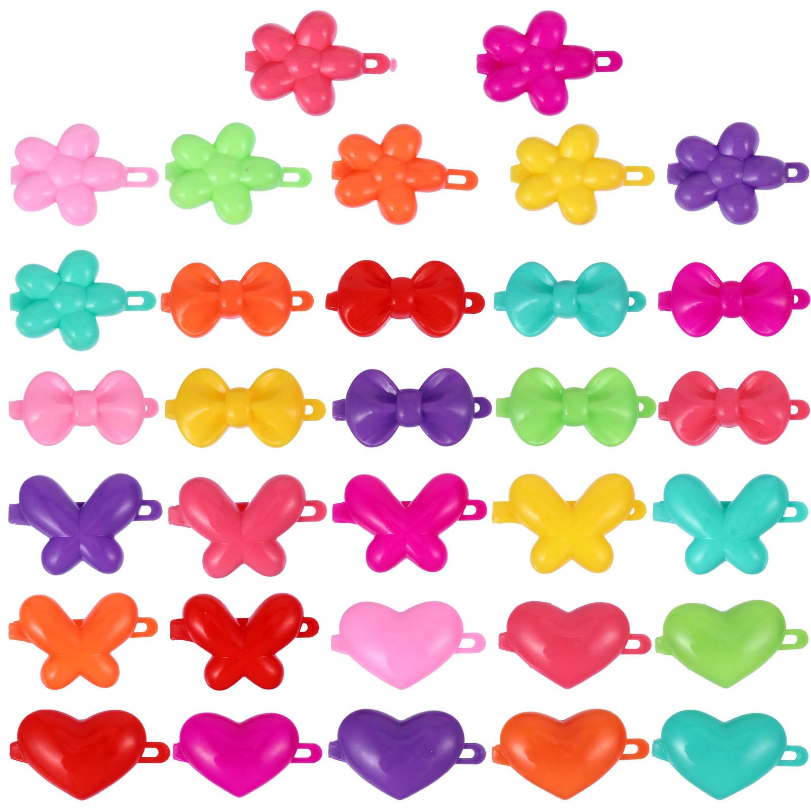 minkissy 100pcs Mini Cartoon Hair Barrette Colorful Self Hinge Clips Flower Hair Clip Toddlers Hair Clip Simple Plastic Hair Pin for Toddlers Baby