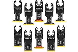 Piokrtye Titanium Oscillating Tool Blades Kit, 10Pcs Multi Tool Blades for Metal Wood Nails Screws Plastic, Japanese Tooth Arc Edge Blades Compatible with Dewalt Rockwell Milwaukee Makita Bosch