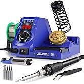 WEP 926LED V3 Soldering Station 130W MAX Soldering Iron Kit with Solder Wire, 5 Soldering Tips, Tweezers, Solder Sucker, Tip Cleaner, Temperature Control, Sleep Mode, C-F Conversion