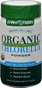 Green Foods Organic Chlorella Powder - Vegan - Non GMO - 2.1 oz (Pack of 2)