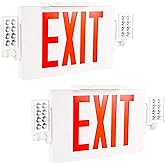 Gruenlich LED Combo Exit Sign, Emergency Light with 2 Adjustable Heads and Double Face, Back Up Batteries- US Standard Red Le