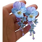 Pansy flower earrings, summer nature jewelry, colorful floral earrings