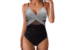 SCRRMZO One Piece Swimsuit Women Tummy Control One Piece Swimsuits Slimming Full Coverage Mesh Bathing Suit for Women 2025