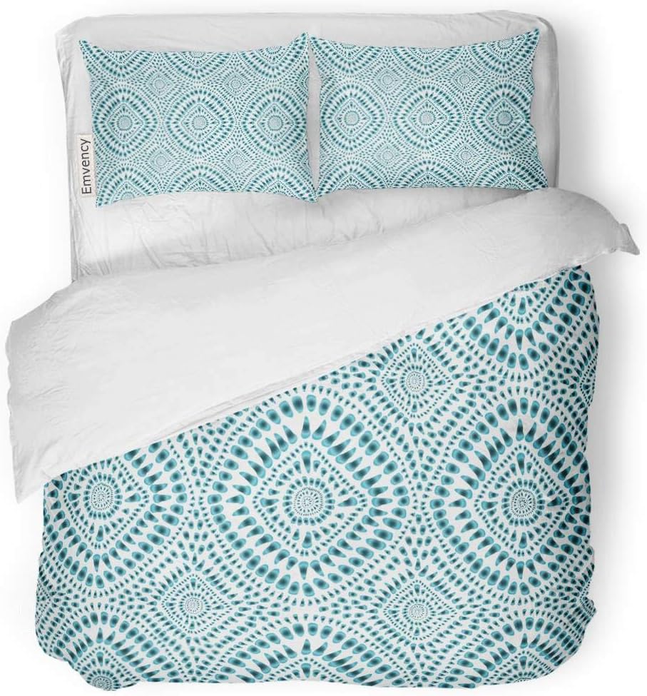 Tarolo Bedding Duvet Cover Set Blue Stripe Boho Tie Dye Hippie Watercolor Effect Shibori Made Clipping Mask Batik Ikat 3 Piece Twin 68"x90" Quilt Cover with Zipper Closure
