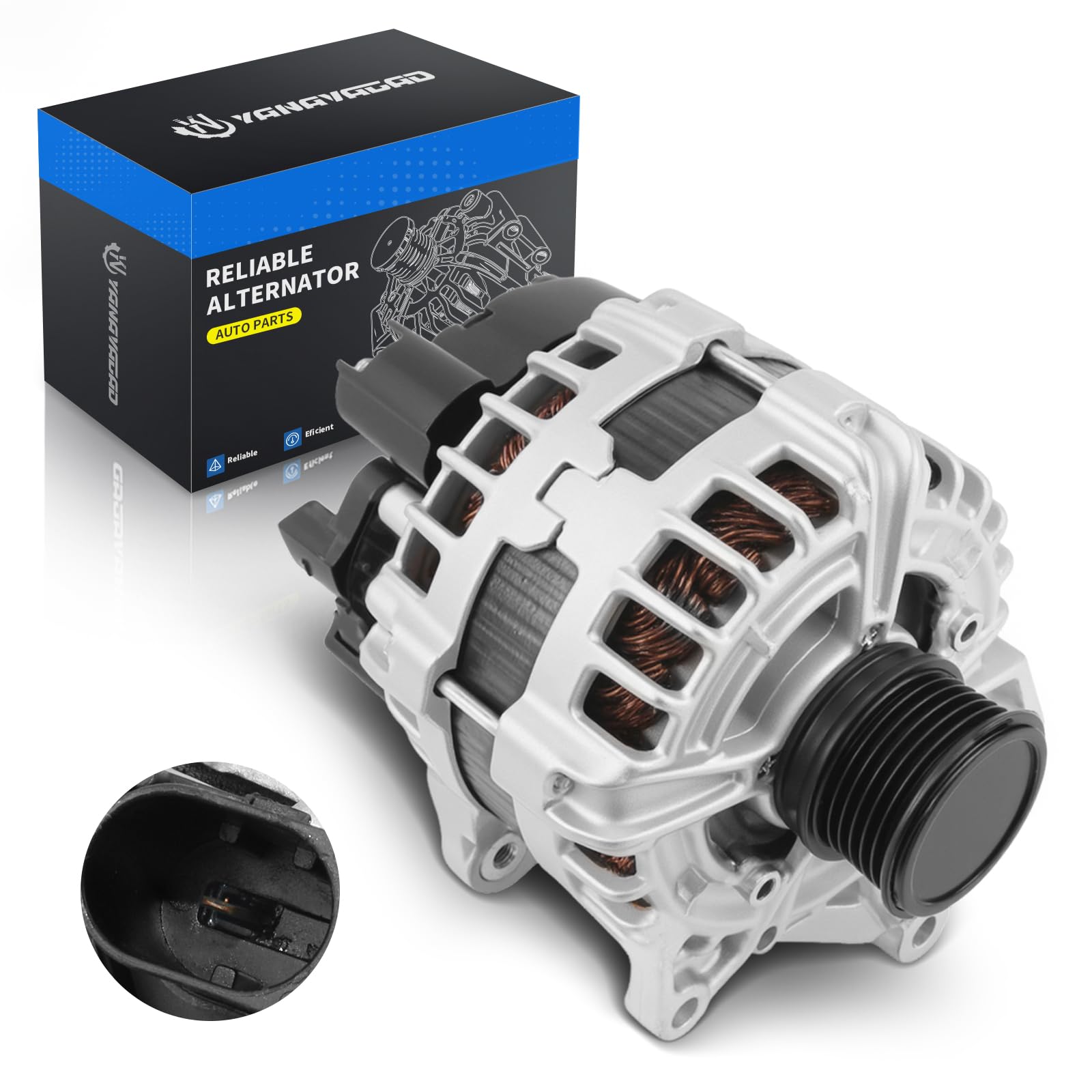 Photo 1 of **PARTS OR RECYCLE ONLY**   YINAVAGAD 20571N 0009067703 Alternator for Mercedes-Benz C300 W205 2015-2018, GLC300 C253 2016-2019, GLC350e C253 2020, Metris SC6 Pulley 2018-2020, Metris 2021, Replace A0009067703 LRA04093