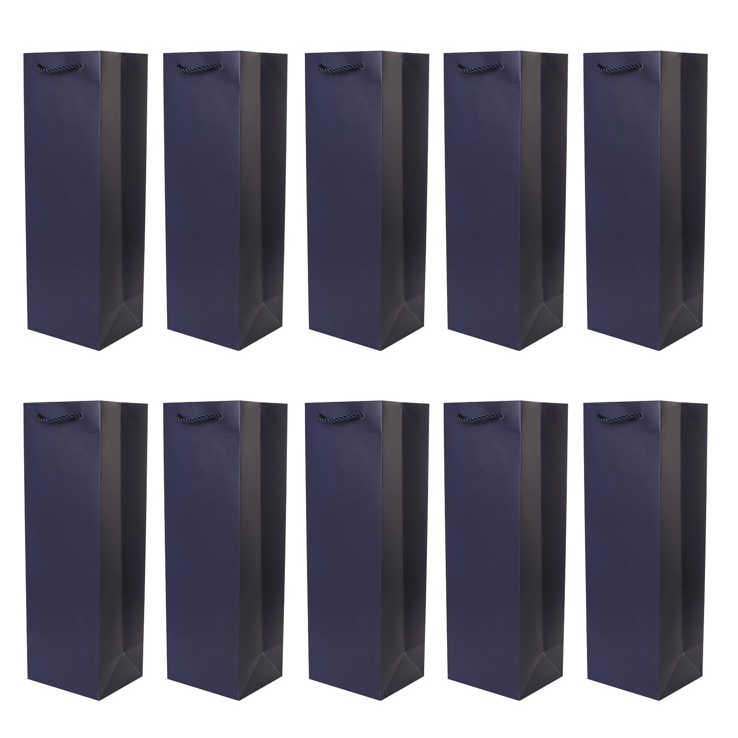 Pack of 10 Noble Bottle Gift Bags Dark Blue for Wine Sparkling Wine and Champagne 36 cm x 12 cm x 10 cm - 14.17" x 4.72" x 3.94"