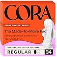 Cora Made-to-Move Regular Pads with Wings Organic Cotton Topsheet Ultra Thin - Regular Absorbency - 34ct