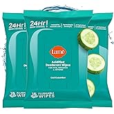 Lume Acidified Deodorant Wipes - 24 Hour Odor Control - Aluminum Free, Baking Soda Free, Skin Loving - 15 Count (Pack of 3) (Cool Cucumber)