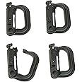valonic Grimloc Carabiner, 4 Pack, Very Robust, Black and Stable Plastic D-Ring for Tactical Backpacks and Bags with 1" / 25mm Strap for attaching Equipment, Molle