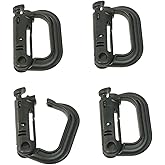 valonic Grimloc Carabiner, 4 Pack, Very Robust, Black and Stable Plastic D-Ring for Tactical Backpacks and Bags with 1" / 25mm Strap for attaching Equipment, Molle
