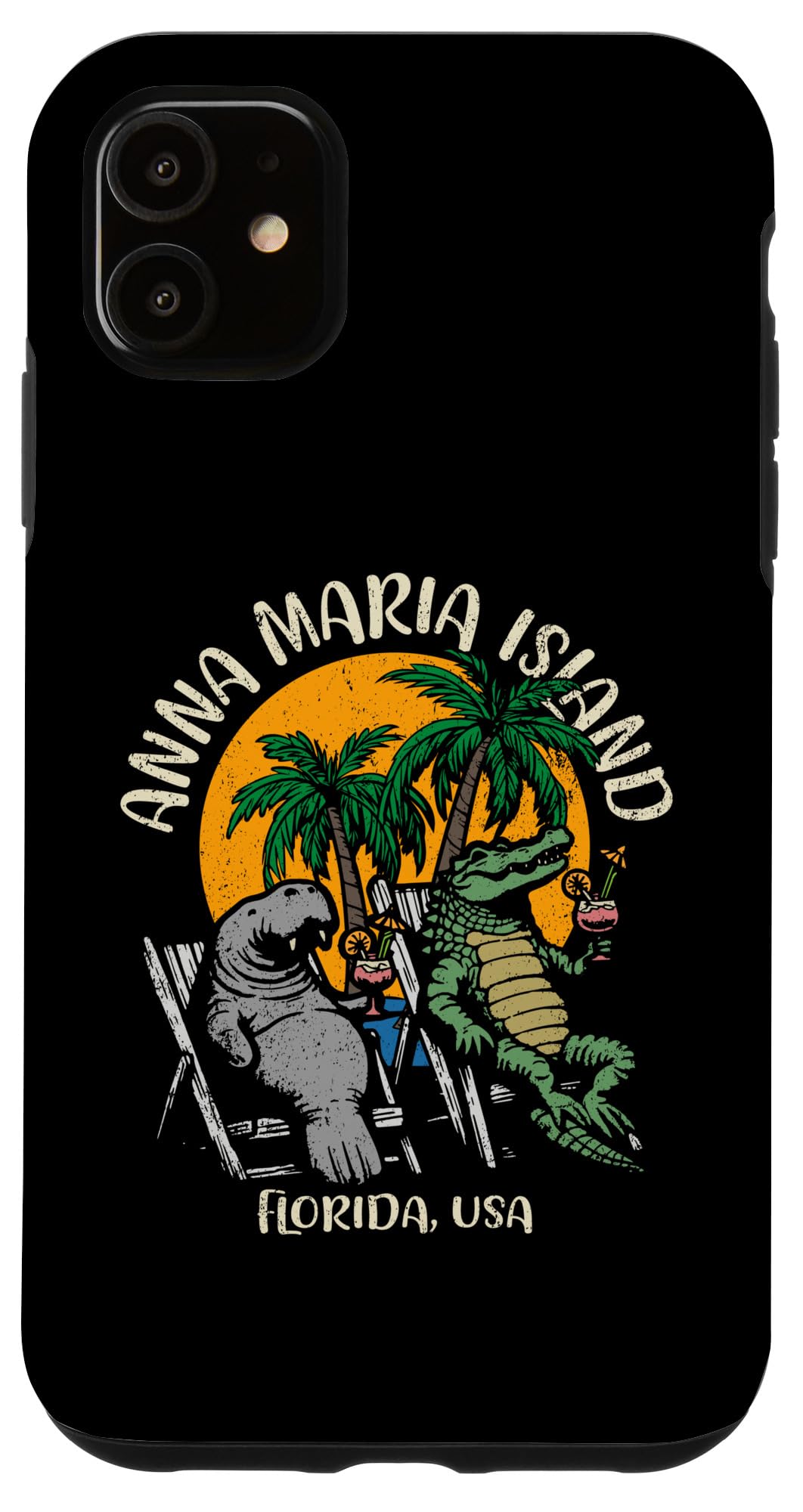 iPhone 11 Anna Maria Island Florida USA Funny Manatee Alligator Design Case