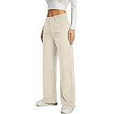 KICZOY Women's Corduroy Loose Mid Rise Pant Casual Fall Straight Leg Elastic Waist Pants with Pockets