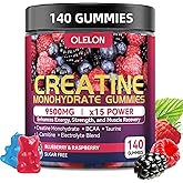 TEHCIN Creatine Monohydrate Gummies Complex 9500mg for Men & Women - 140 Count Creatine Supplement with Electrolyte Blend and L-Taurine, Supports Muscle Growth, Strength and Recovery, Sugar Free