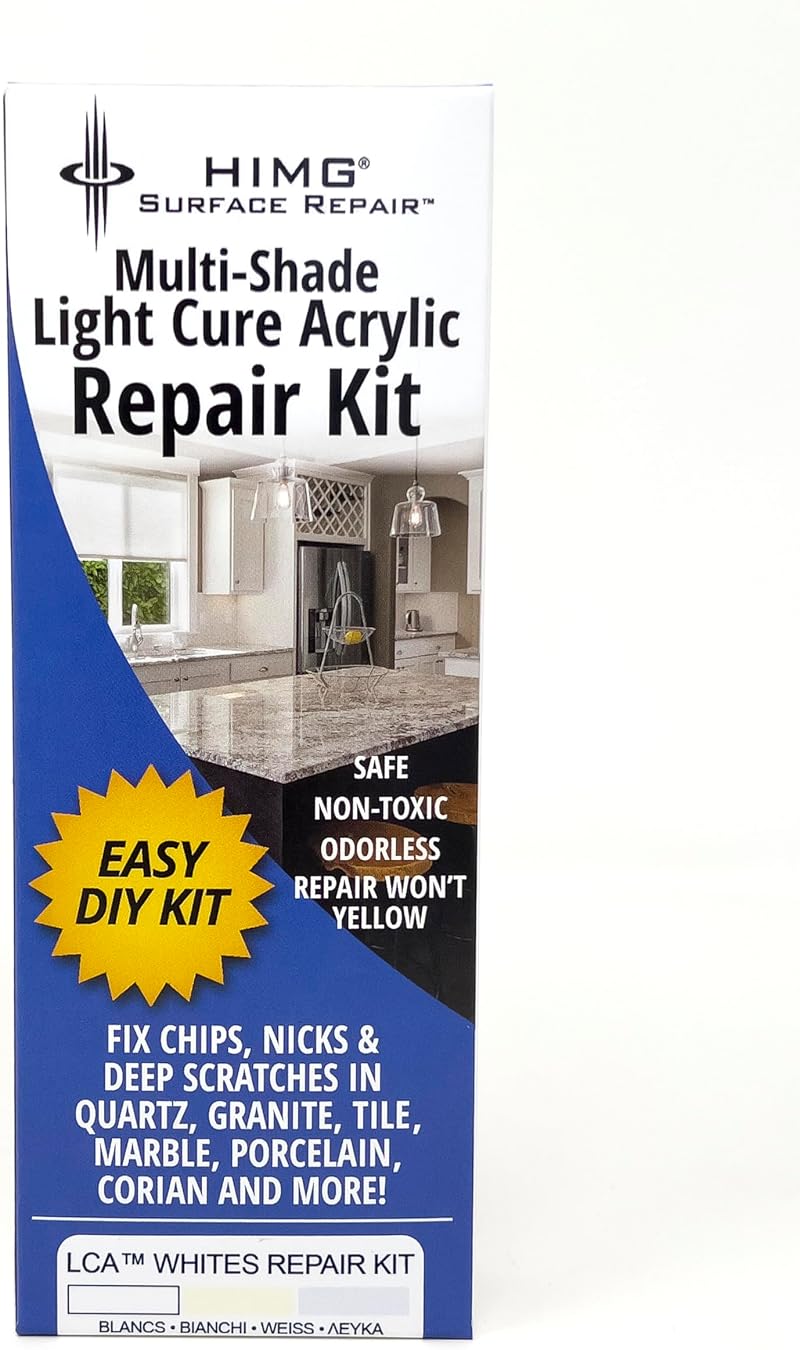 HIMG White Tones Quartz Worktop Repair Kit - White Stone Chip Repair