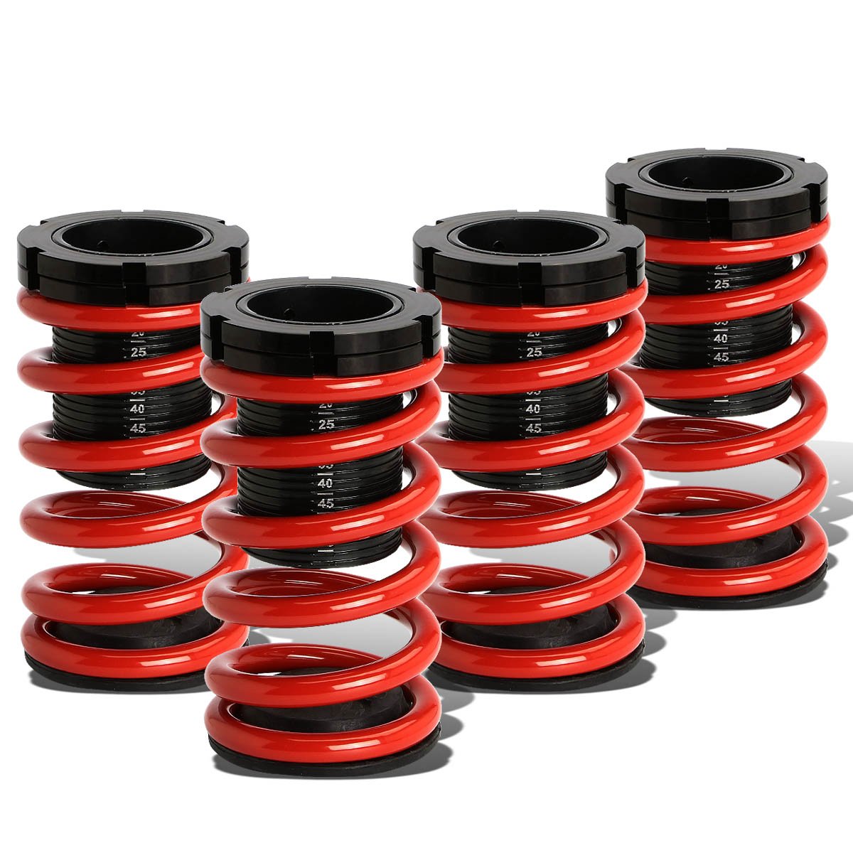 Auto Dynasty Scaled Adjustable Suspension Lowering Coilover Coil Spring Compatible with Honda Civic Coupe/Sedan 01-05, 4-Pieces, Red Spring