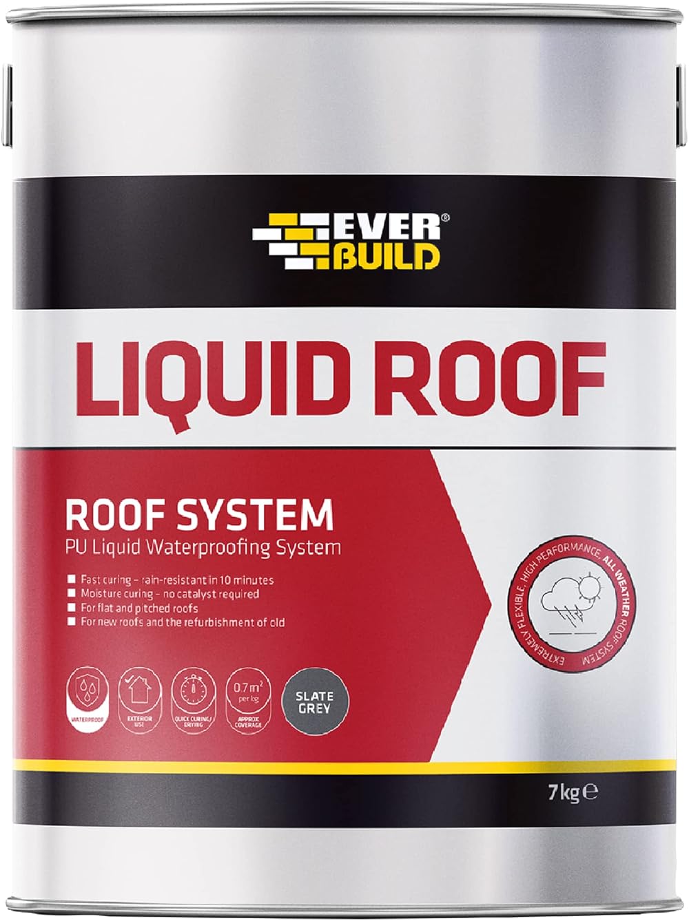 Everbuild Liquid Roof All Weather Roofing System 7 kg Slate Grey
