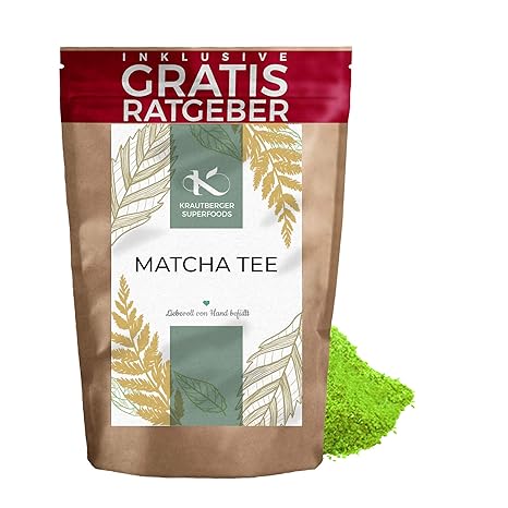 Matcha Tee 100g I Premium Matcha Pulver I hochwertiger natürlicher Tee feines Grüntee-Pulver I Krautberger Tee ohne Zusätze I