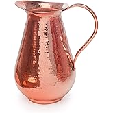 Sertodo Copper BISOTUN Pitcher | 76 oz Capacity | Tig Welded Copper Handle | Durable & Elegant Drink Serving | 100% Pure Copper, Hand Hammered | Ayurvedic Beverage Vessel