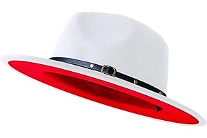 KUJUHA Wide Brim Fedora Hats for Women Men Two Tone Dress Hat Felt Panama Hat in Two Audlt Size