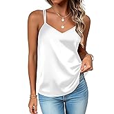 Zeagoo Silk Camisole Tops for Women 2026 V Neck Satin Tank Top Spaghetti Strap Cross Back Sleeveless Summer Blouses