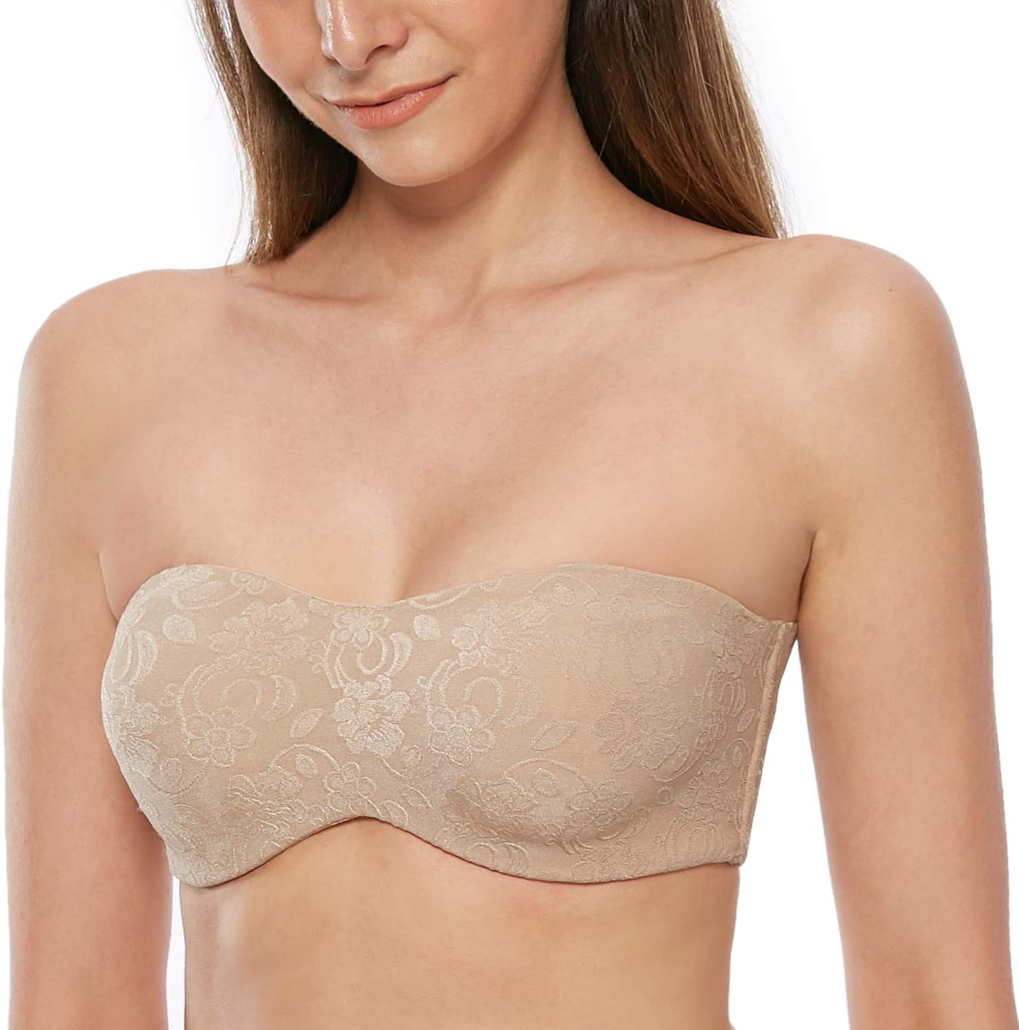 MELENECA Women's Strapless Bra for Large Bust Minimizer Unlined Bandeau with Underwire