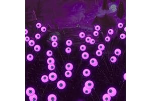 LASGU Outdoor Scary Eyeball Solar Garden Lights, 16 LED Swaying Decor, Waterproof Purple Halloween Lights for Yard & Lawn