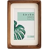 Moudra Handcrafted Solid Wood Picture Frame with Mat for Wall or Tabletop Display, Perfect for Photos and Artwork. (Walnut, 6"x8" matted to 5"x7")