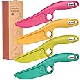 ZLemma Toddler Learning Knife Set 4-Piece with Educational Ring for Real Cooking, Adorable Dog Design, Safe Serrated Edge for Cutting Training, and Premium Nylon Material Blade, (colors vary)