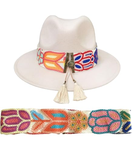2715 12 Pcs Boho Hat Bands For Women Cowboy Fedora Stretchable Hat Bands RUMIA 12 PCS Boho Hat Bands for Women Cowboy Fedora  main image 4