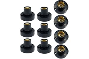 MOONDKIST 10Pcs E14 Round Plastic Light Bulb Lamp Socket, Edison Screw Base Holder, Black