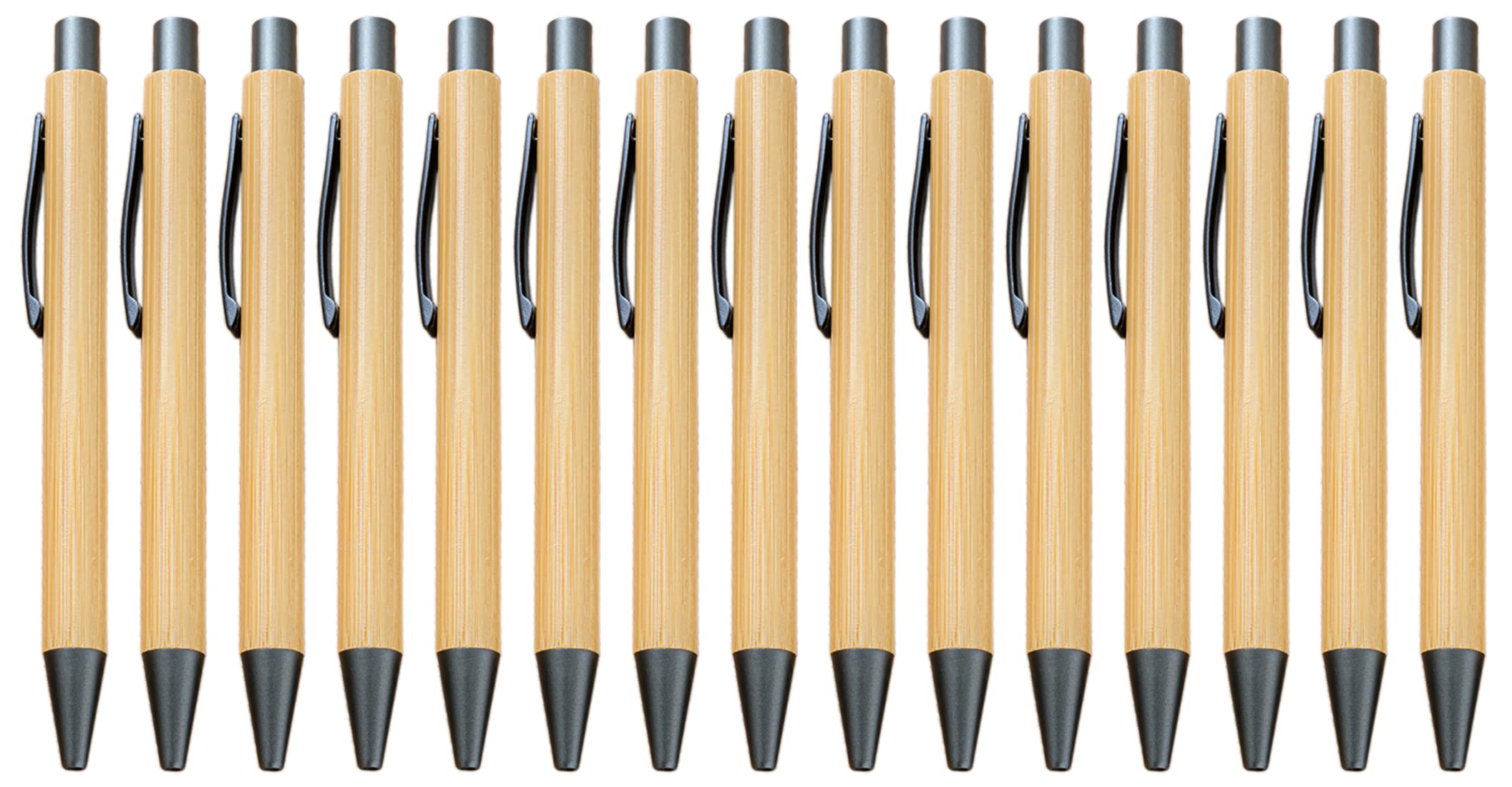 Gullor Natural Bamboo Retractable Ballpoint Pen, Sustainable Pens for Journaling Writing Office Supplies Eco Friendly Pens, 15 Pieces