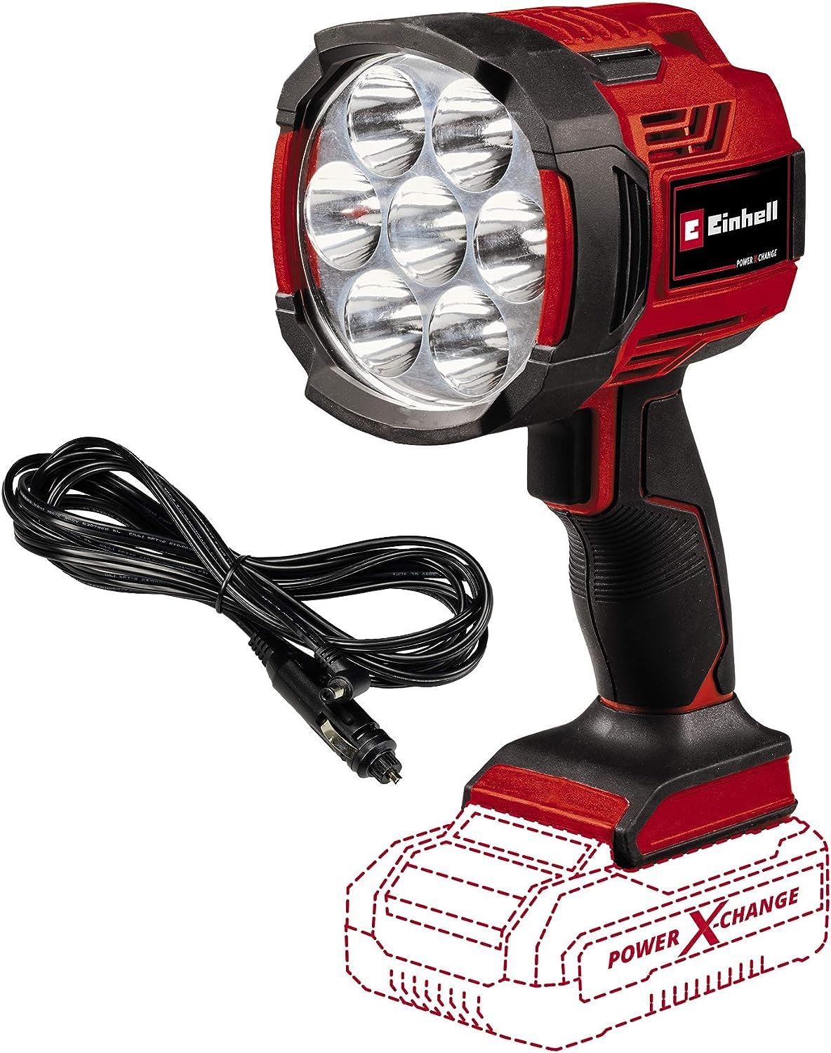 Einhell Akku-Lampe TE-CL 18/2500 LiAC-Solo Power X-Change (LiIon, 18V, 2500lm Lichtstrom durch 7 LEDs, 6500K Lichttemperatur, Stativgewinde, ohne Akku und Ladegerät)
