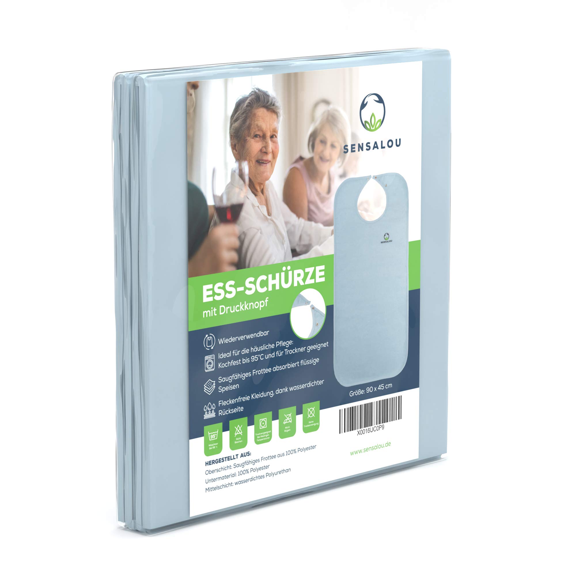 Sensalou Bibs for Adults - Waterproof Clothes Protector Elderly - with Button