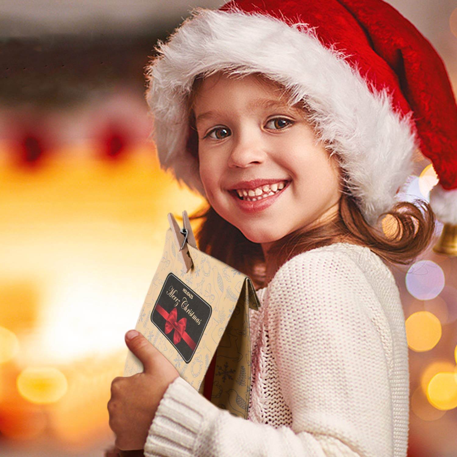 Adventskalender zum Befüllen-24 adventskalender tüten+Adventskalender Zahlen+24 Mini Holzklammern als geschenktüten-Weihnachten zum Basteln und Befüllen