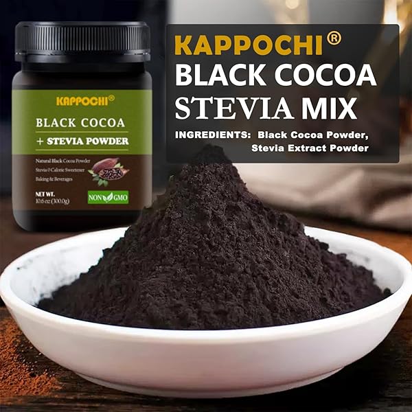 KAPPOCHI STEVIA SWEETENED CAOCOA POWDER (10.6 OUNCES, BLACK CAOCOA POWDER)