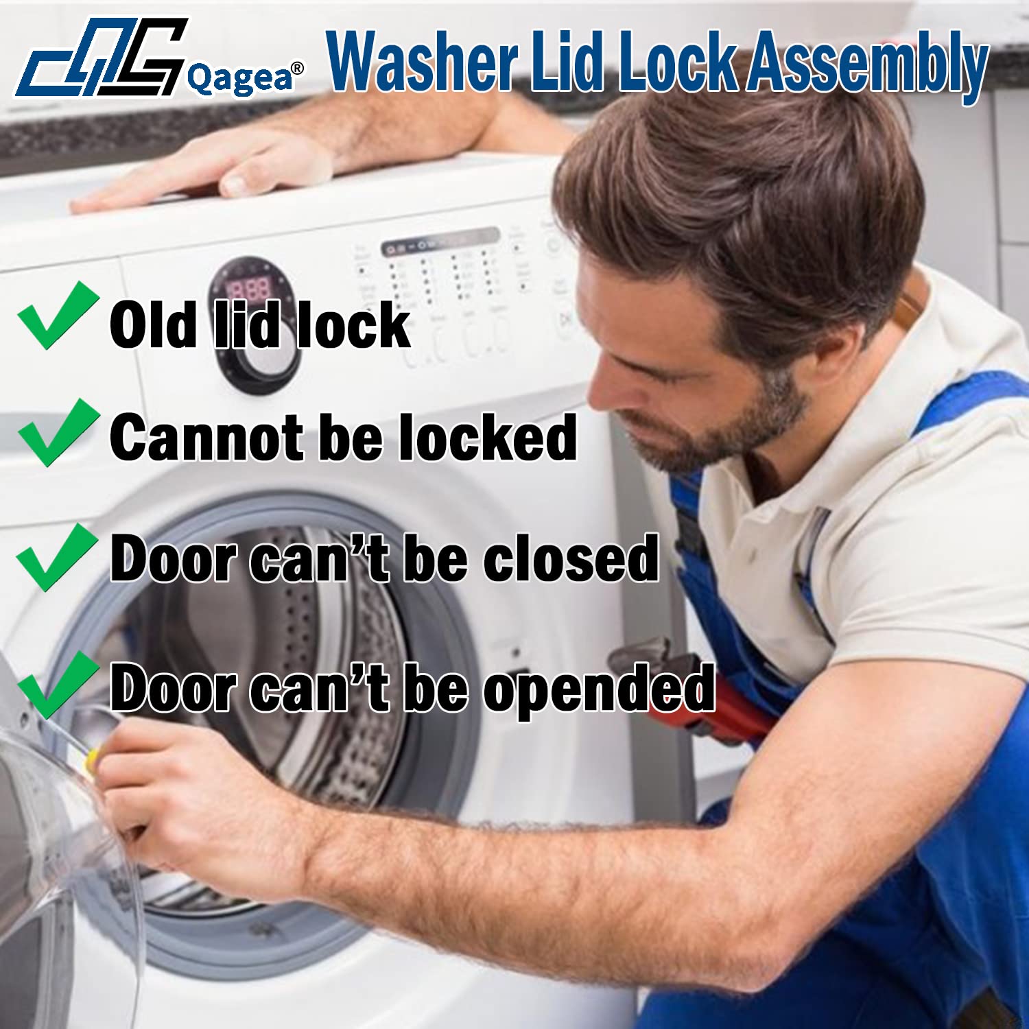 Washer Lid Lock Assembly (3-Wire) W11307244 W10682535 Fit for Whirlpool Maytag Amana Kenmore, Washing Machine Door Latch Assembly Replaces W10838613 W10838613VP W11253733 PS12704713 W10682535