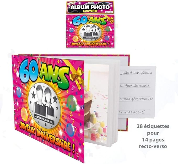 Album photo Souvenir personnalisable spécial anniversaire 60 ans