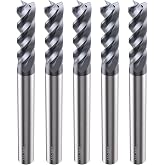 LU&amp;MN Carbide Square End Mill, 4 Flute, 3/16", 5 Piece | Professional Grade Tungsten Carbide 4T Square End Mills, Ideal for DIYers &amp; Professionals