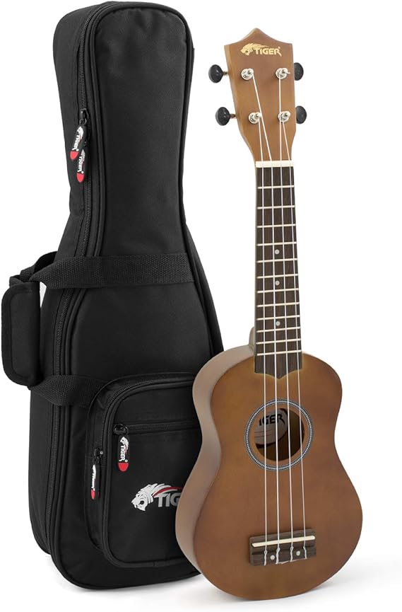 Tiger UKE12 Natural Soprano Ukulele with Padded Gig Bag School