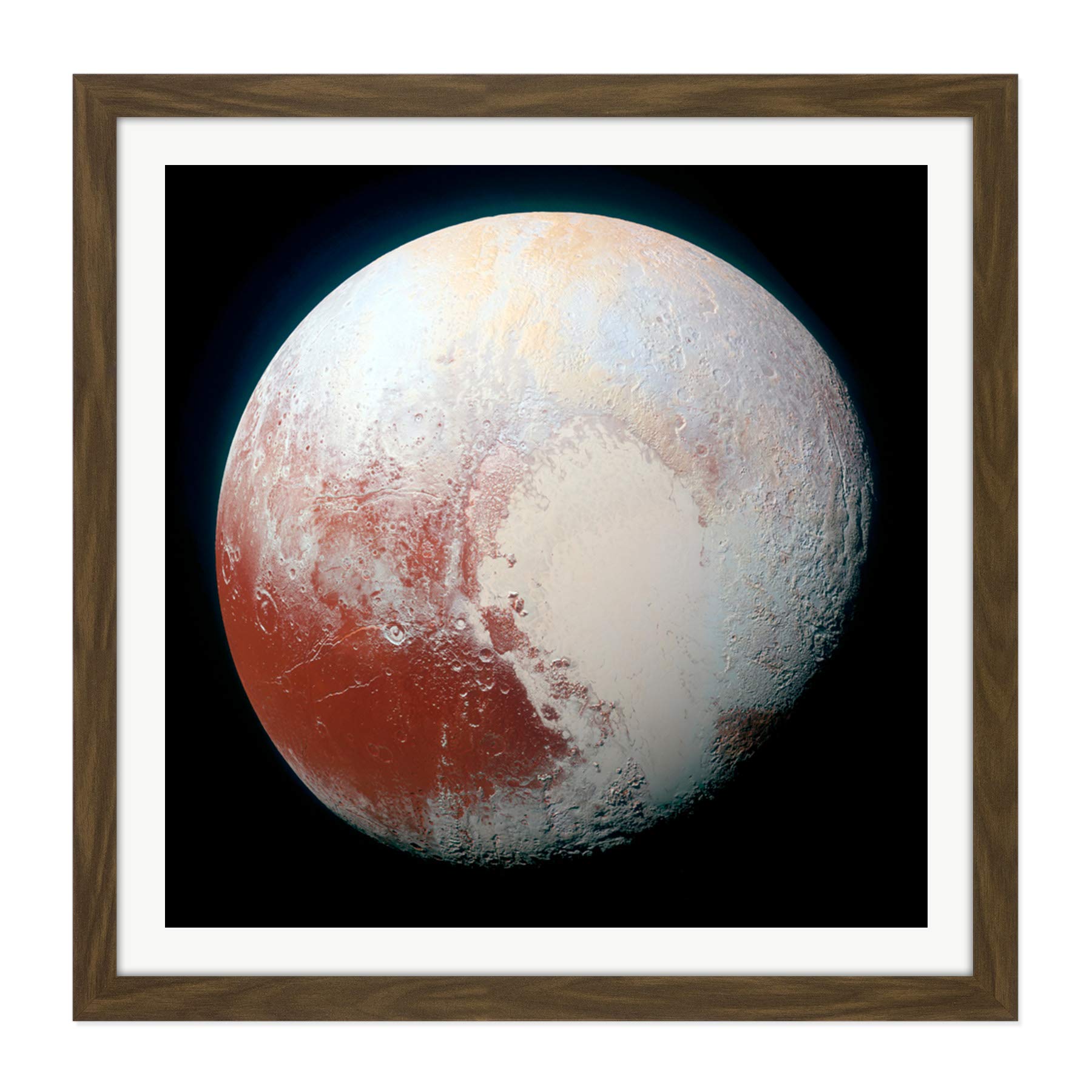 Artery8 Space NASA LORRI Dwarf Planet Pluto Enhanced Photo Square Wooden Framed Wall Art Print Picture 16X16 Inch
