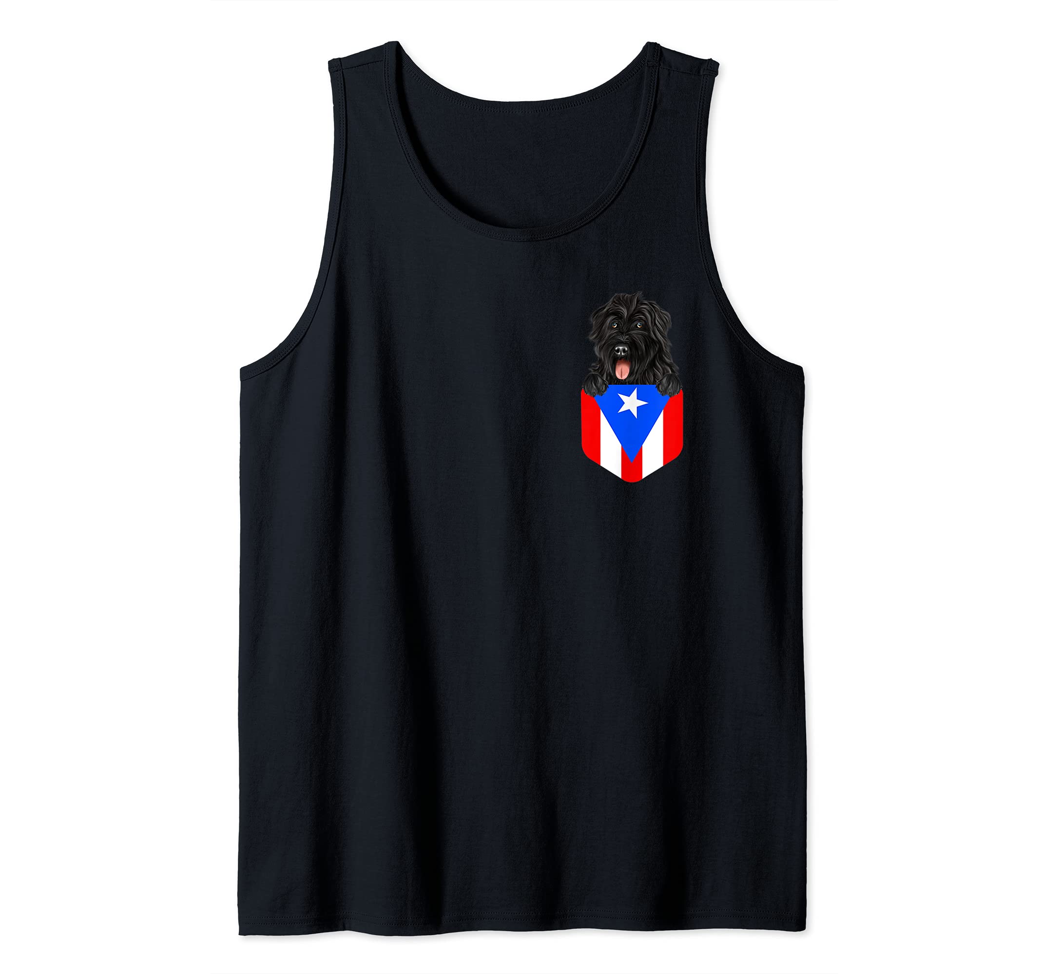 Puerto Rico Flag Bouvier des Flandres Dog In Pocket Tank Top