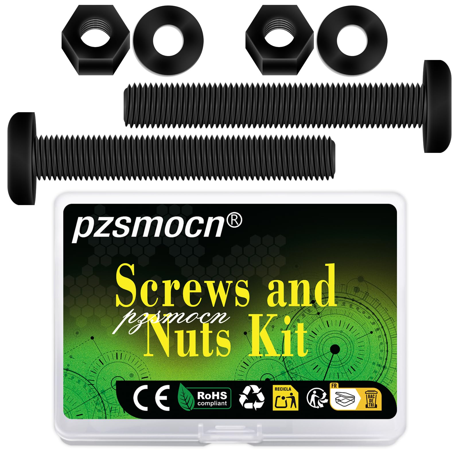 Pzsmocn 90 Pieces/30 Sets M6*70 mm Plastic Black Nylon Cross Round Head Screw Hexagonal Nut Combination Kit, with Insulating Washers, Standard Size, For DIY and Electronic Assembly. — image 1