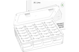 ZOQINI Bead Organizer Box, 28Pcs Small Clear Plastic Storage Containers, 1 Large Craft Organizer Box, 1 Sheet Label, Mini Parts Storage Solution for Beading Jewelry Making Diamond Arts Screws Seeds