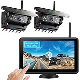eRapta Dual Magnetic Solar Wireless Backup Cameras: HD1080P 7” Touchscreen Portable with DVR, BSD, 1-Min Install-Free IR Nigh