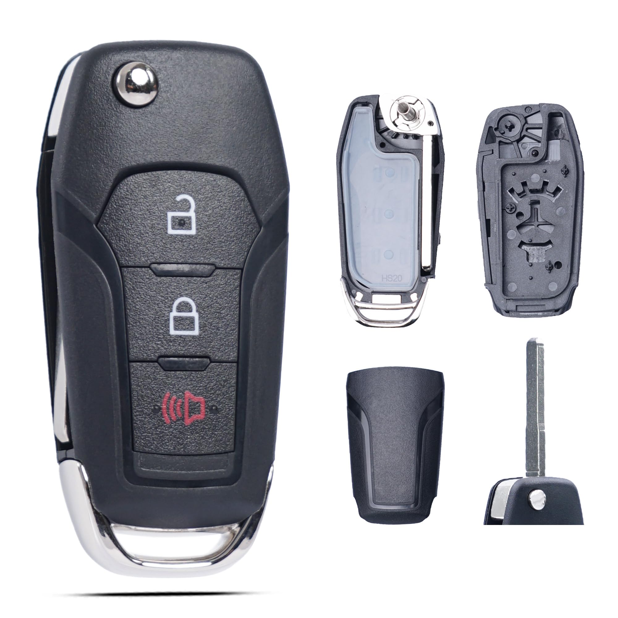 Photo 1 of SUPALAND Key Fob Shell Case Cover Replacement Fits for Ford F150 F250 F350 F450 Escape Explorer Ranger 2017 2018 2019 2020 2021 2022 Keyless Entry Remote Control 3 Button Flip Key Cover N5F-A08TAA