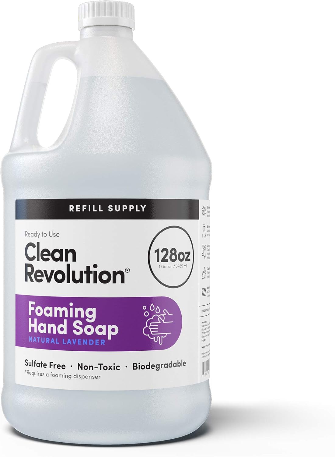 Clean Revolution Foaming Hand Soap Refill Supply Container. Ready to Use Formula. Natural Lavender Fragrance, 128 Fl. Oz: Health & Personal Care