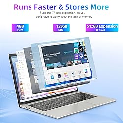 SGIN Laptop 15.6 Inch, 4GB DDR4 128GB SSD Laptops