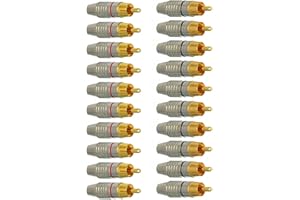 EEEKit 20Pack RCA Male Plug Solder, Gold Audio Video Adapter Connector for Speaker Wire Wall Plate Home Theater Audio Video R